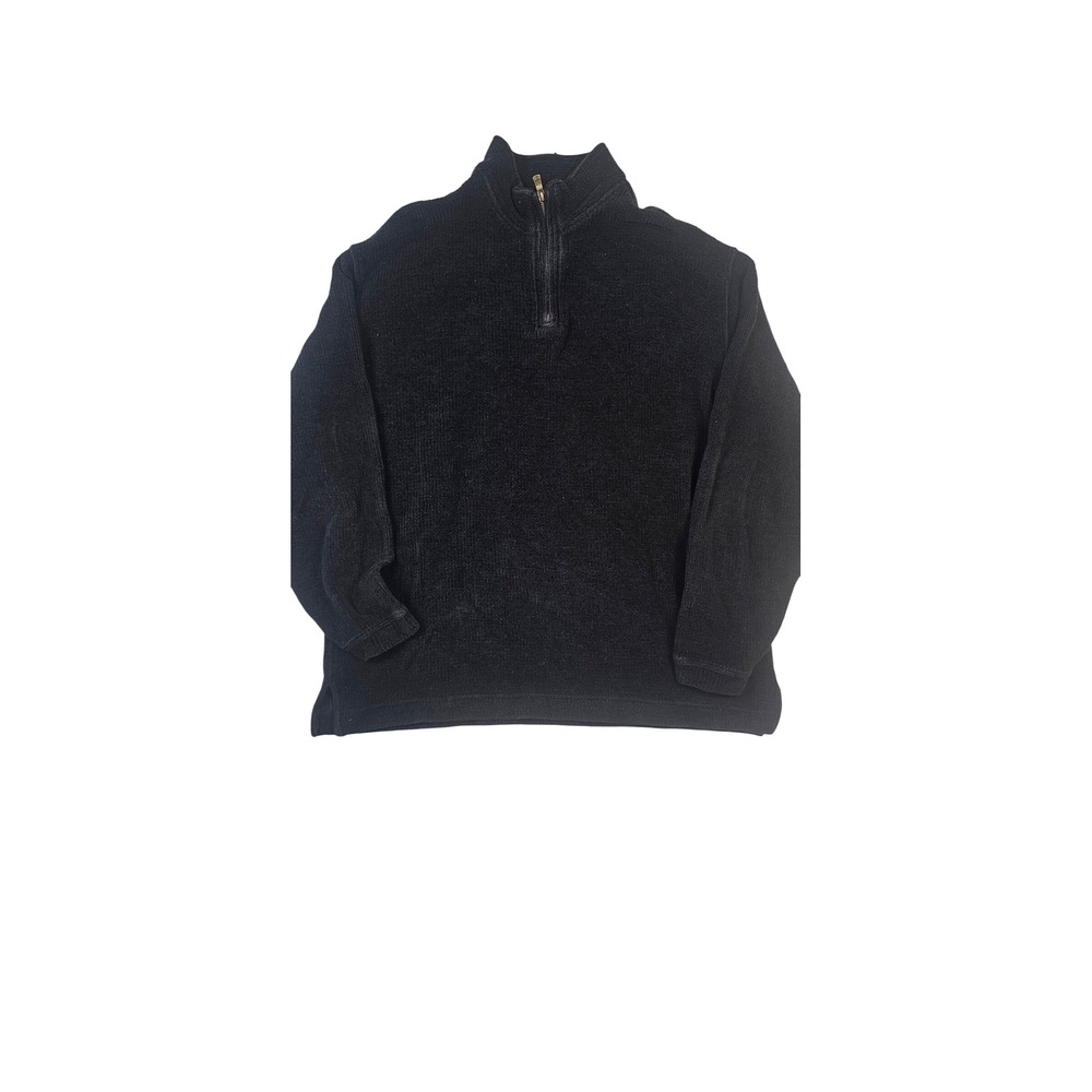 Tommy Bahama Mens Large Black 100% Cotton Quarter Zip Pullover Sweater Knit L